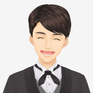 無料VRMビジネスアバター_タキシード笑う