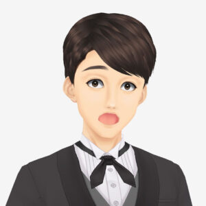 無料VRMビジネスアバター_タキシード驚く