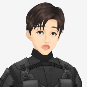 無料VRMビジネスアバター_ボディースーツ驚く