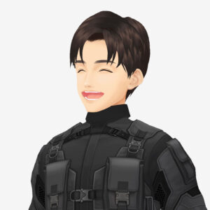 無料VRMビジネスアバター_ボディースーツ笑う